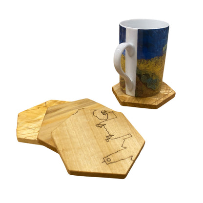 Onderzetters Skyline Rotterdam - 4 stuks - Lokaal Rotterdams hout